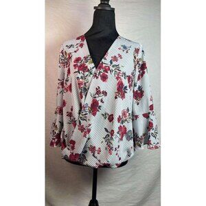 AByers Faux Twist Floral Blouse CottageCore Feminine